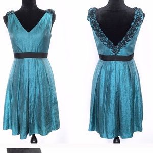 Teal fit and flare dress
